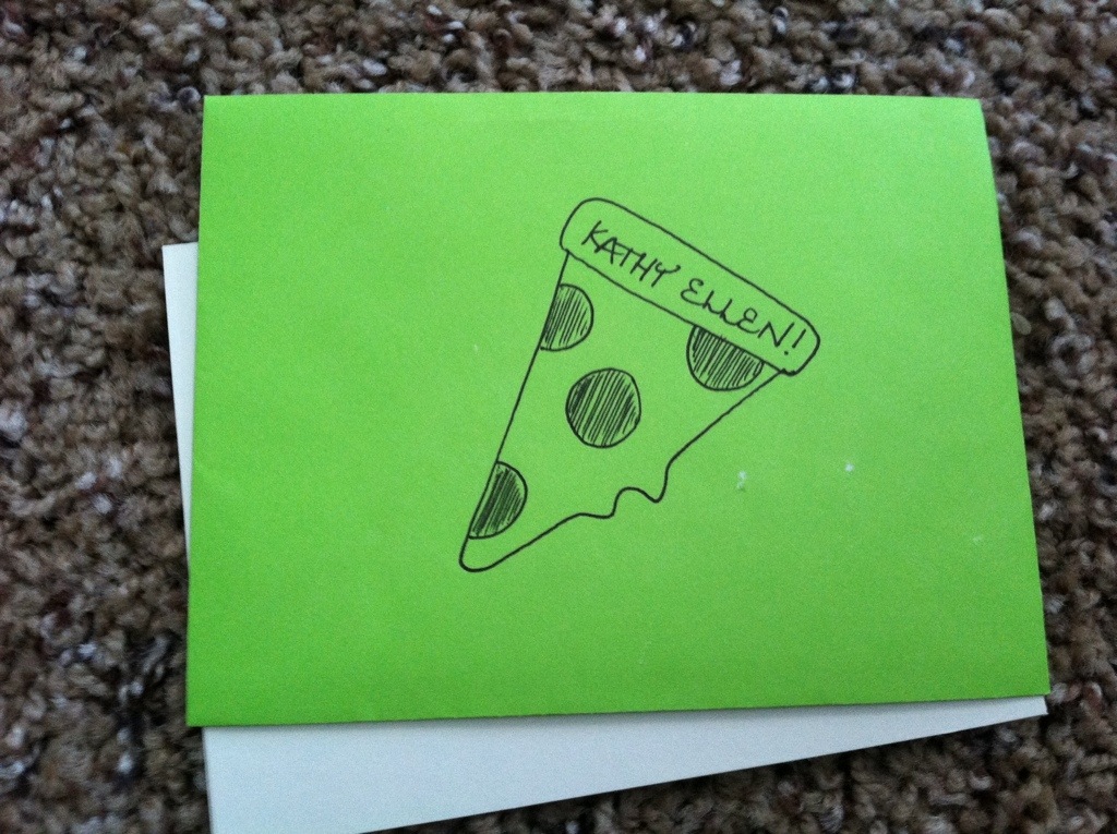 Here's my card...with pizza on the outside!
