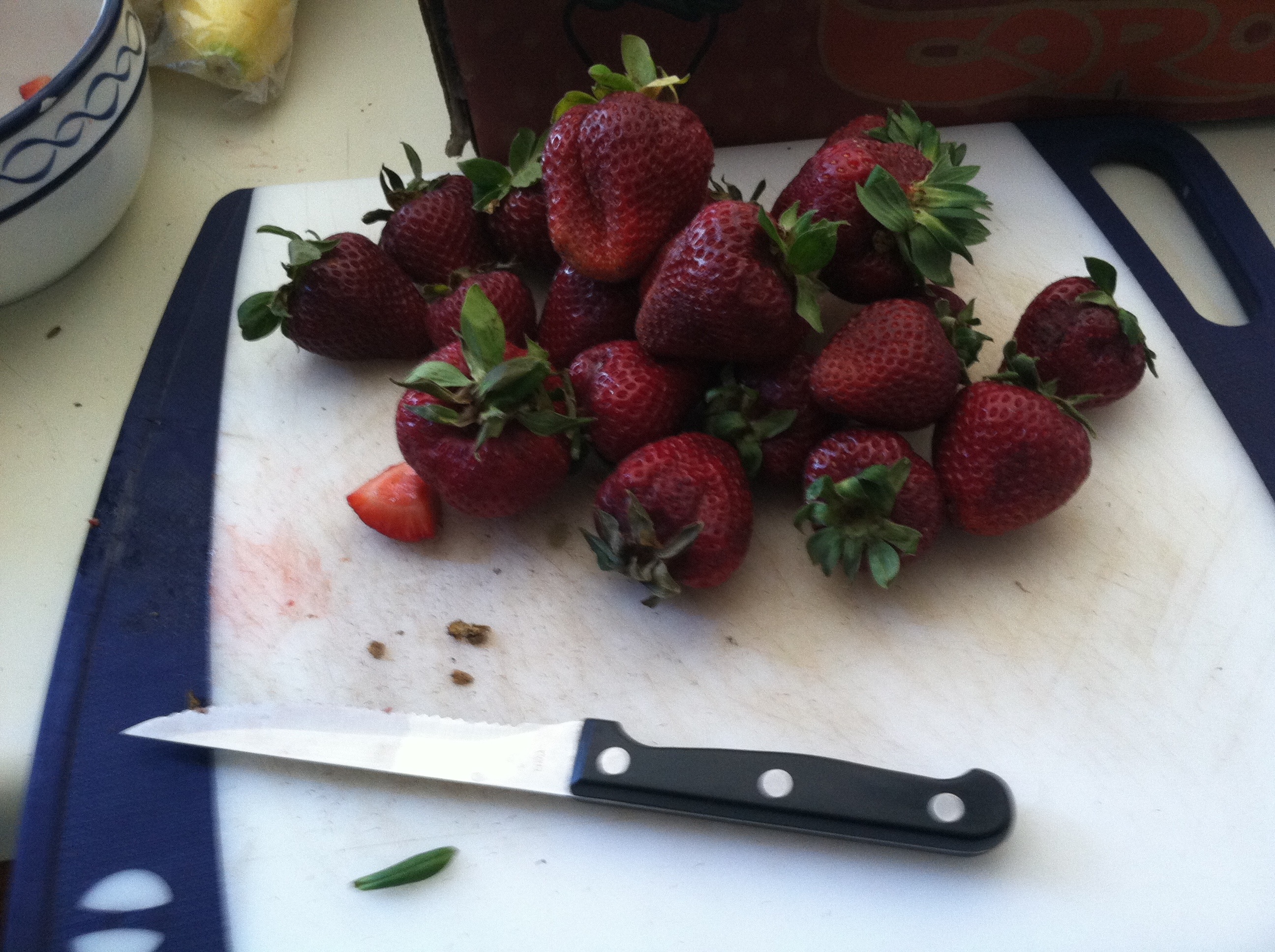My Saturday afternoon was spent cutting strawberries